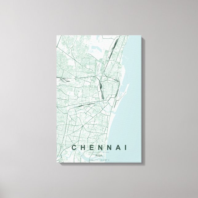 Lienzo Mapa de la ciudad de Chennai India Diseño Mínimo (Anverso)