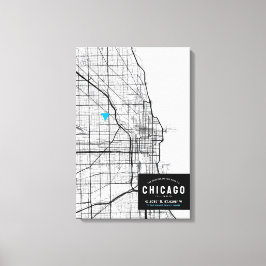 Lienzo Mapa de la ciudad de Chicago + Marcar su ubicación