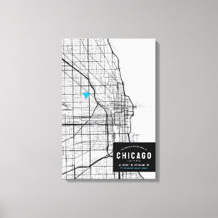 Lienzo Mapa de la ciudad de Chicago + Marcar su ubicación
