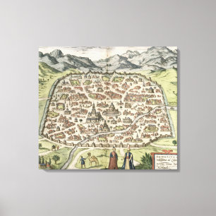 Lienzo Mapa de la ciudad de Damasco, Siria, 1620