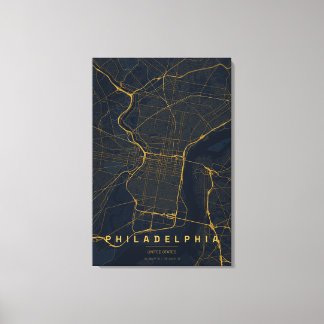 Lienzo Mapa de la ciudad de Filadelfia EE. UU. Diseño min