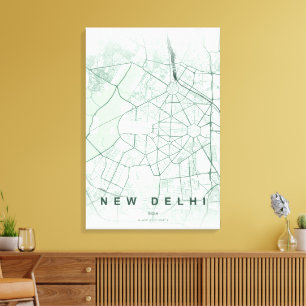Lienzo Mapa de la ciudad de Nueva Delhi, India, diseño mi