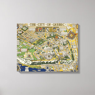 Lienzo Mapa de la ciudad de Quebec