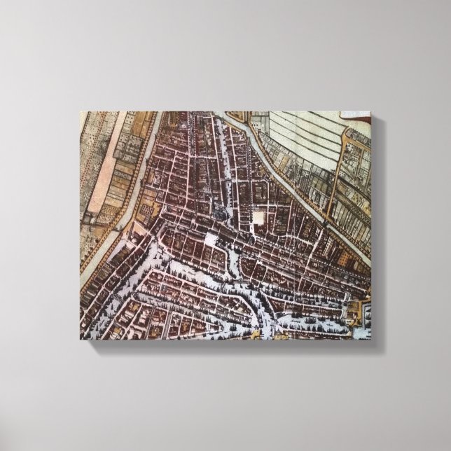 Lienzo Mapa de la ciudad de Réplica de Rotterdam de 1652 (Anverso)