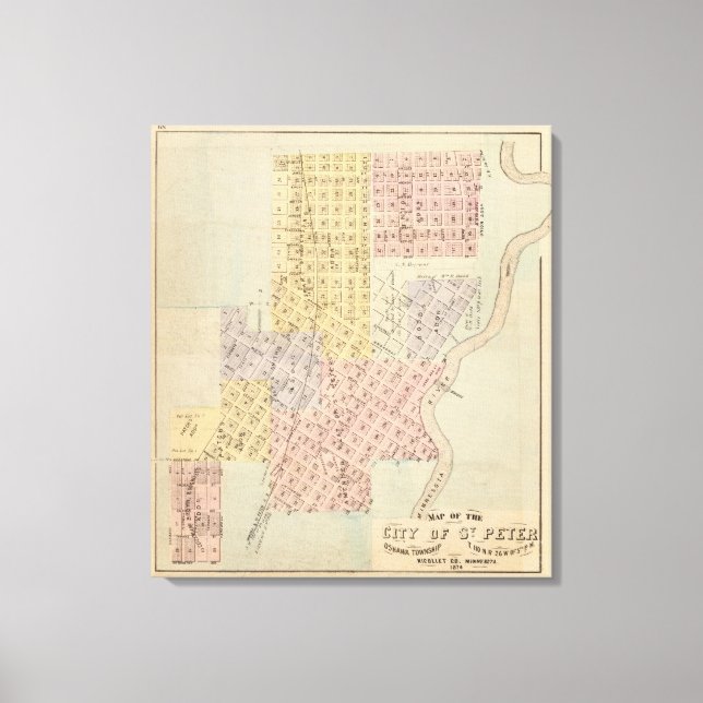 Lienzo Mapa de la ciudad de San Pedro, Minnesota (Anverso)