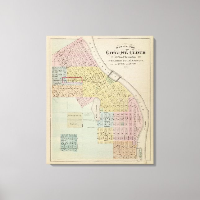 Lienzo Mapa de la ciudad de St. Cloud, Minnesota (Anverso)