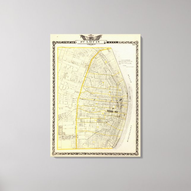 Lienzo Mapa de la ciudad de St Louis (Anverso)