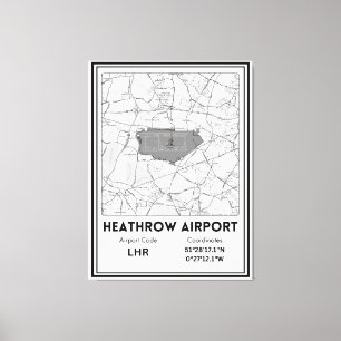 Lienzo Mapa de la ciudad del aeropuerto de Heathrow