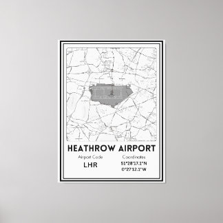 Lienzo Mapa de la ciudad del aeropuerto de Heathrow