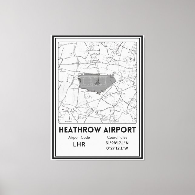 Lienzo Mapa de la ciudad del aeropuerto de Heathrow (Anverso)