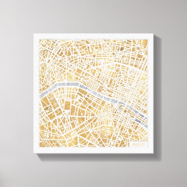 Lienzo Mapa De La Ciudad Dorada De París (Anverso)