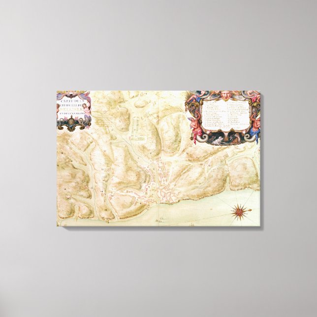 Lienzo Mapa de la ciudad y ciudadela de Bellisle (Anverso)