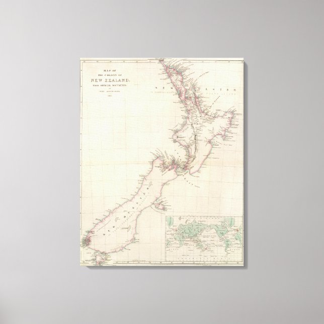 Lienzo Mapa de la colonia de Nueva Zelanda (Anverso)