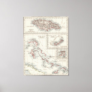 Lienzo Mapa de la época de las diversas islas del Caribe