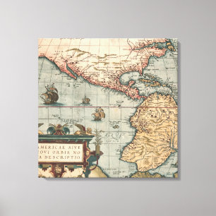Lienzo Mapa de la época de Norteamérica