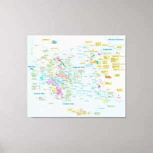 Lienzo Mapa de la era homérica Grecia con las etiquetas
