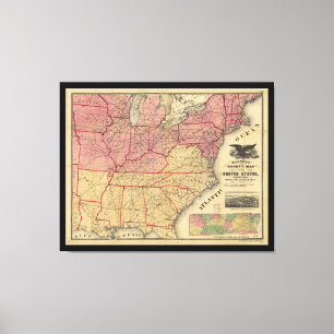 Lienzo Mapa de la guerra civil de Estados Unidos de