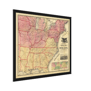 Lienzo Mapa de la guerra civil de Estados Unidos de