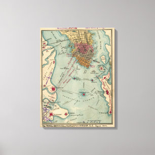 Lienzo Mapa de la guerra civil del SC de Charleston del