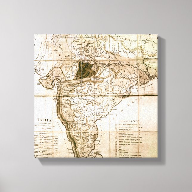 Lienzo Mapa de la India, 1803 (Anverso)