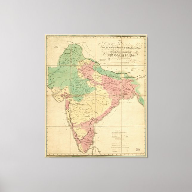 Lienzo Mapa de la India (1818) (Anverso)