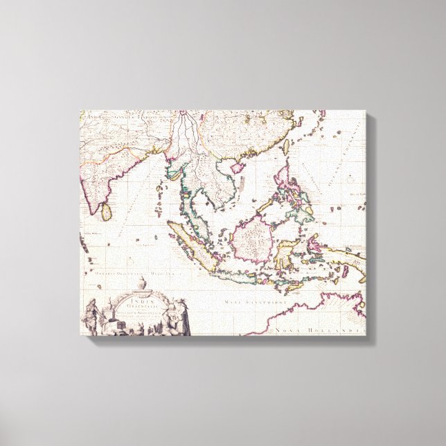 Lienzo Mapa de la India y las Indias Orientales (Anverso)