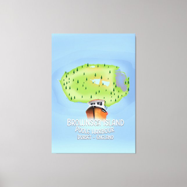 Lienzo Mapa de la isla Brownsea, Poole, Dorset, Inglaterr (Anverso)