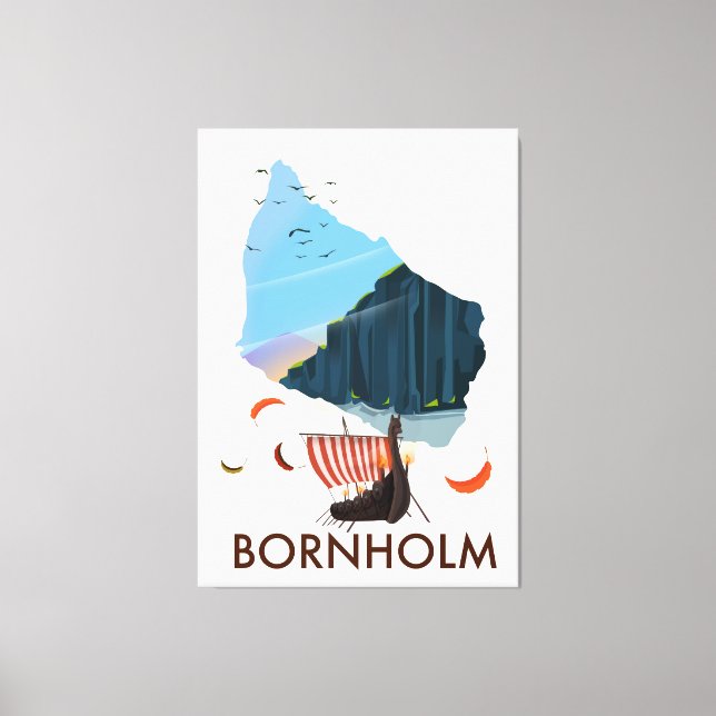Lienzo Mapa de la isla de Bornholm (Anverso)