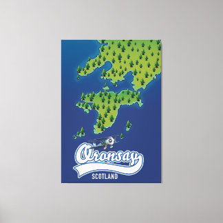 Lienzo Mapa de la isla de Escocia de Oronsay