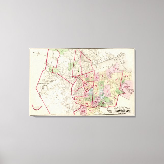 Lienzo Mapa de la isla de Johnston Rhode (Anverso)