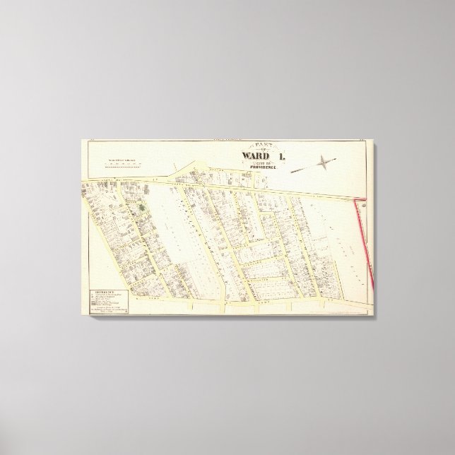 Lienzo Mapa de la isla de Providence Rhode (Anverso)