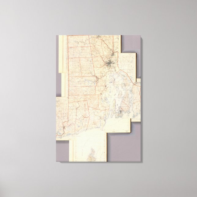 Lienzo Mapa de la isla de Rhode compuesto (Anverso)