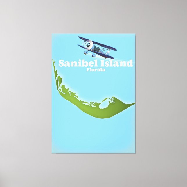 Lienzo Mapa de la isla de Sanibel en Florida (Anverso)