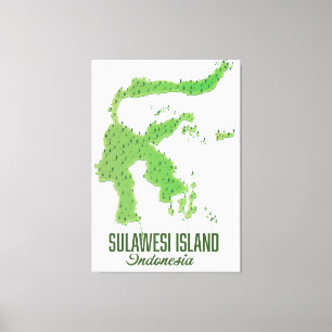 Lienzo Mapa de la isla de Sulawesi en Indonesia