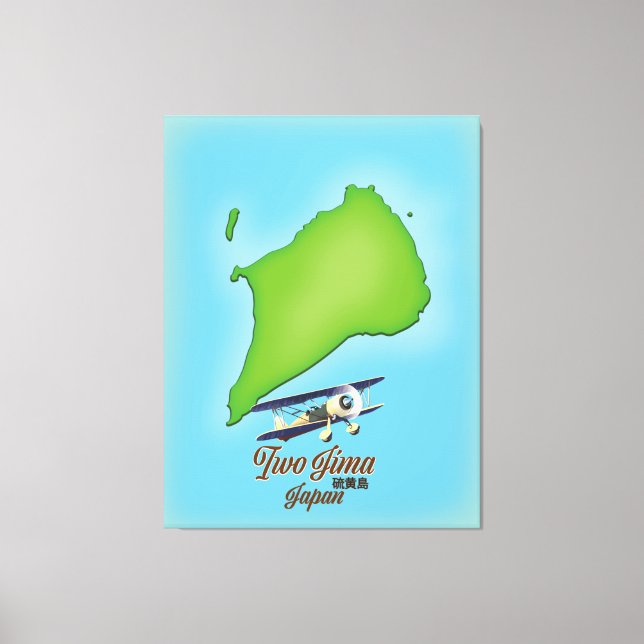 Lienzo Mapa de la isla Iwo Jima Japón (Anverso)