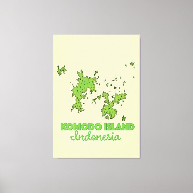 Lienzo Mapa de la isla Komodo Indonesia (Anverso)