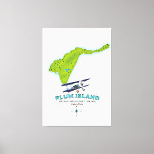 Lienzo Mapa de la isla Plum, Southold, condado de Suffolk