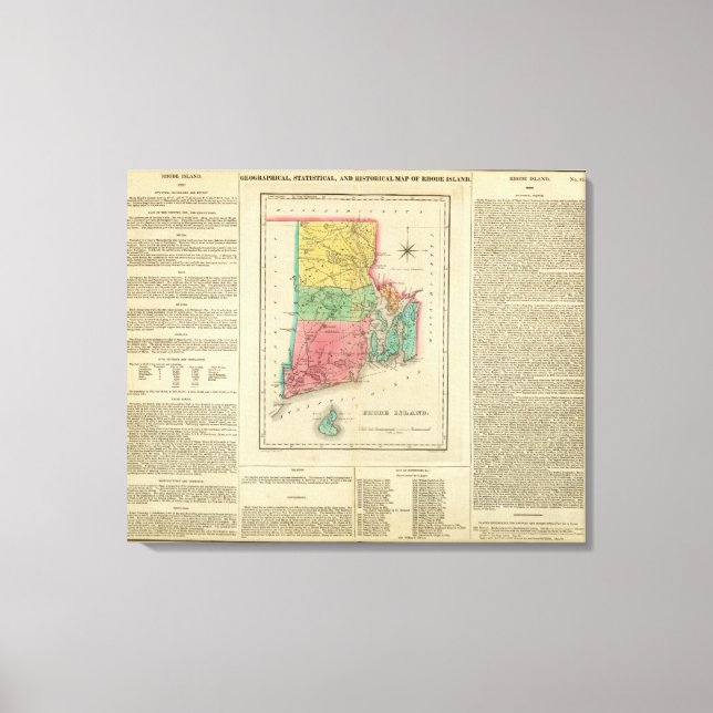 Lienzo Mapa De La Isla Rhode (Anverso)