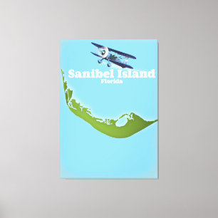 Lienzo Mapa de la isla Sanibel Florida