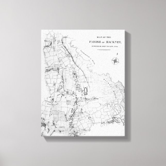 Lienzo Mapa de la parroquia de Hackney (Anverso)