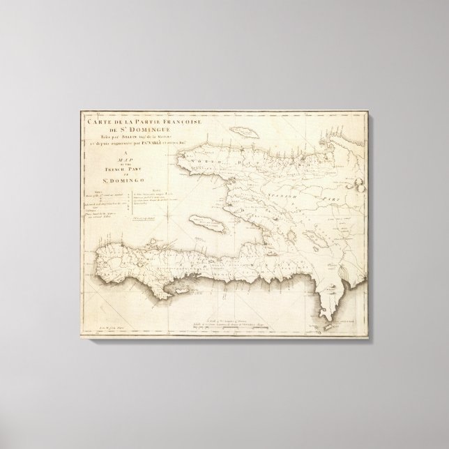 Lienzo Mapa de la parte francesa de Santo Domingo (Anverso)