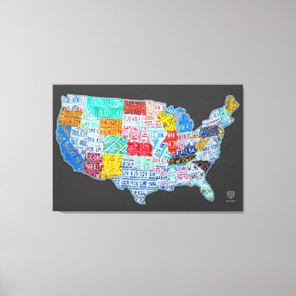 Lienzo Mapa de la placa de la licencia de EE.UU. en gris