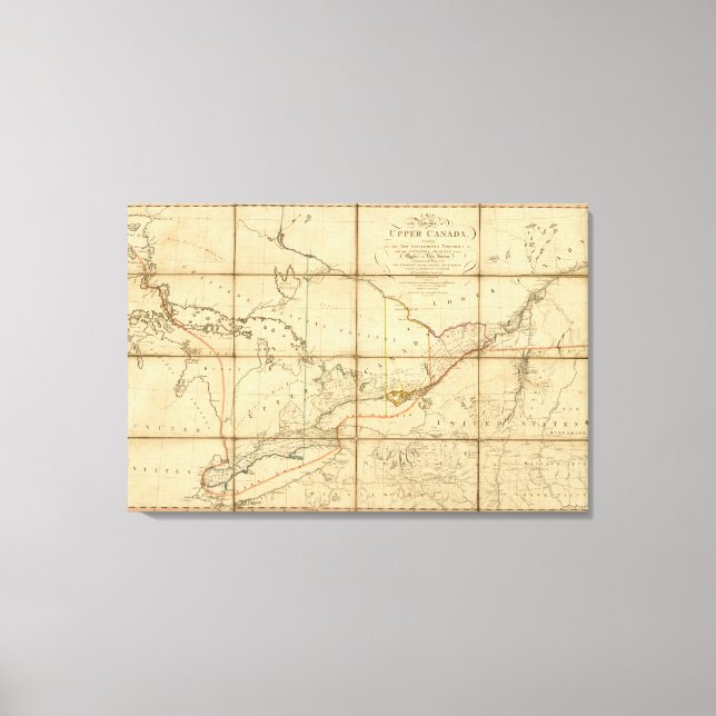 Lienzo Mapa de la provincia del Alto Canadá (Anverso)