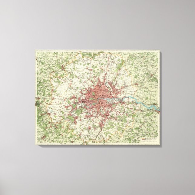 Lienzo Mapa de la región de Londres (Anverso)