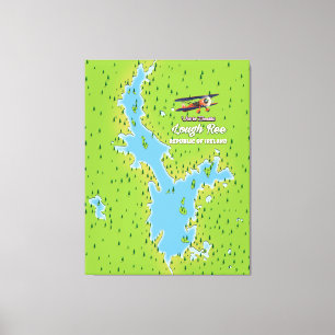 Lienzo Mapa de la República de Irlanda de Lough Ree, lou
