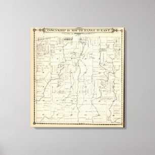 Lienzo Mapa de la sección de T19S R21E el condado de