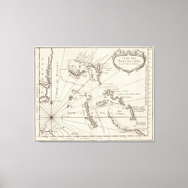 Lienzo Mapa de las Bahamas (1764) (Anverso)