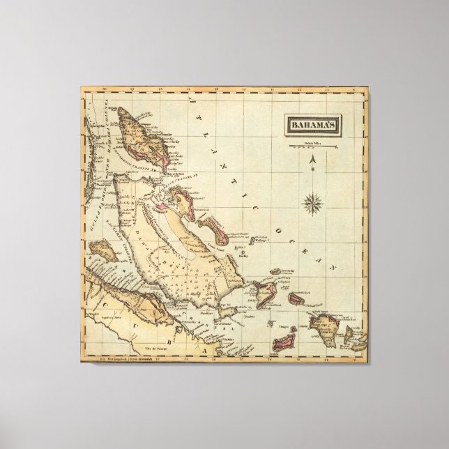 Lienzo Mapa de las Bahamas (1823) (Anverso)
