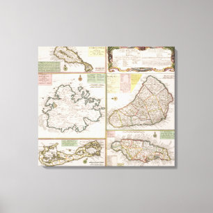 Lienzo Mapa de las colonias inglesas en el Caribe, pub.