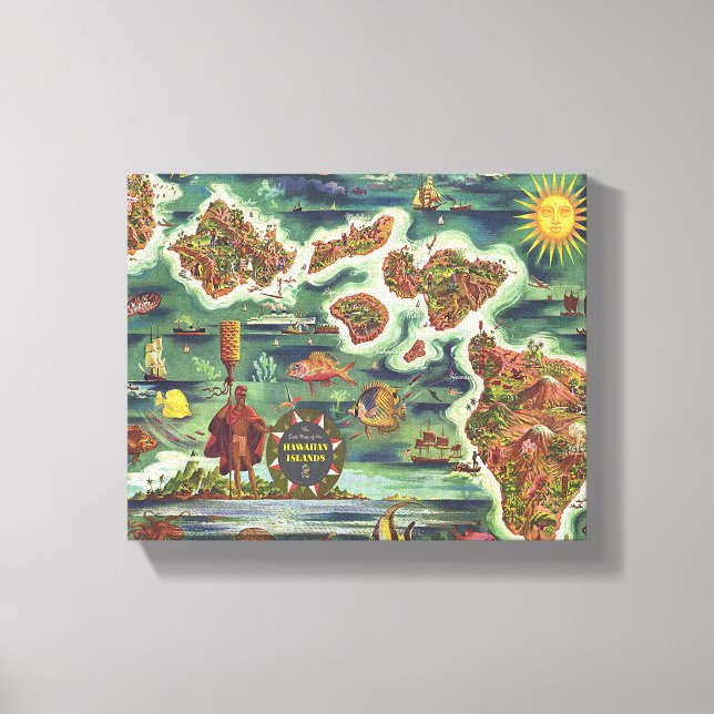 Lienzo Mapa de las dole de Hawaii 1950 ・ Pintura de aceit (Anverso)